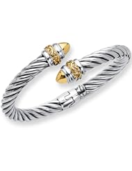 Phillip Gavriel 18K Gold & Sterling Silver Adjustable Bangle Bracelet 7.5"