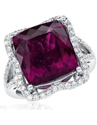 18K White Gold 0.51 CTW Color G SI1-SI2 Diamond and 8.79 CTW Rubellite Cocktail Women Ring. Ring Size 7. Total Item weight 8.6 g.