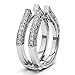Silver Cathedral Style Ring Guard with Millgrained Edges and Filigree Design with CZ (0.29 ct. twt.)