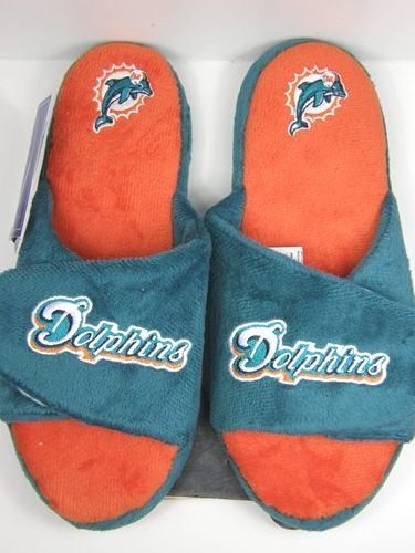Miami Dolphins 2011 Open Toe Two Tone Hard Sole Slippers - M