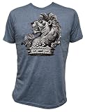 Men's Annex Clothing Lion Crown Victorian Art Design Print T-Shirt Blue