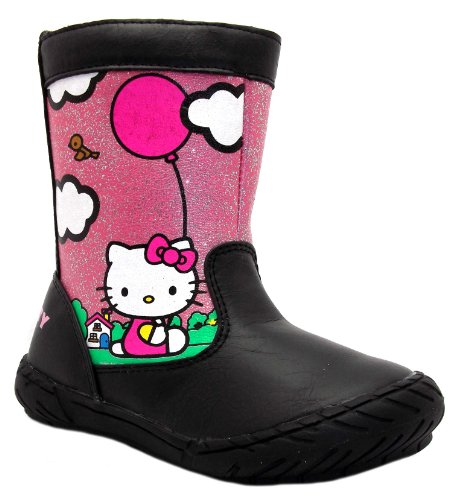 Hello Kitty Girls Raincoat Connect Black And Pink Balloon Print