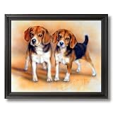Baby Beagle Puppy Dogs Hunting Animal Picture Black Framed Art Print