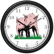 Two Piglets - Pig Animal Wall Clock by WatchBuddy Timepieces (Hunter Green Frame)