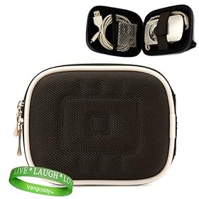 Nylon Black point and shoot digital camera case with Reinforced Zipper and Unique Extra Thick Design to fit all modles of your Canon Powershot A800, A810, A1200, A1300, A2200, A2300, A2400 IS, A3300, A3400, A4000 and Small Canon Accessories + Green Vangoddy Bracelet!!!