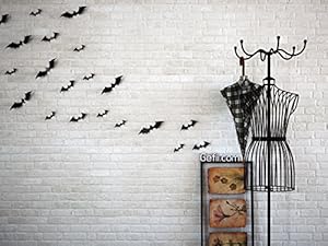 Gefii(tm)Halloween Party 12pcs/pack Black/Luminous PVC 3D Decorative Bats Butterfly Removable Wall Sticker, Halloween eve decor by gefii