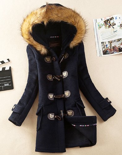 R-port レディース フェイクファー ポイントベア デザイン ダッフル コート 【全3色】