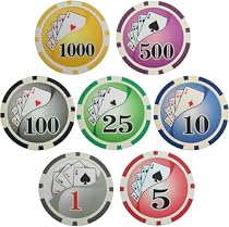 1000 11.5 Gram Clay Composite Gambling Poker Chips with Playing Cards, Cut Cards and Dealer Buttons (Carrying Case Not Included).
