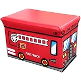 Home Basics Folding Ottoman, Fire Truck
