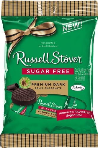 Russell Stovers Sugar Free Premium Dark Solid Chocolates, 3 oz. bag (Pack of 6) by Russell Stover Candy