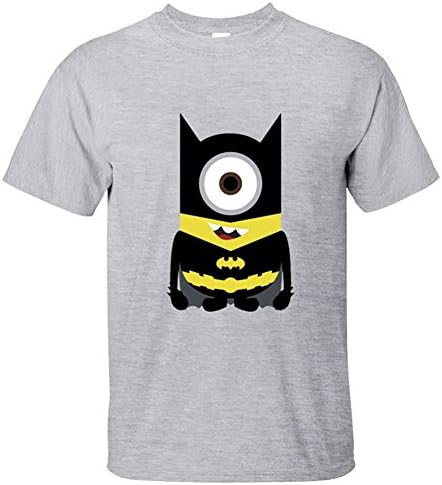 CRAZY POMELO Weirdo Minions Batman Mix Cartoon Print Men's T-shirt Grey - XL