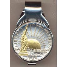 Statue of Liberty Half Dollar  Two Tone U.S. Coin Spring Loaded Money Clip