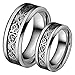 8mm Silver Black Celtic Dragon Pattern Inlay Men's Tungsten Ring Comfort Fit Wedding Band