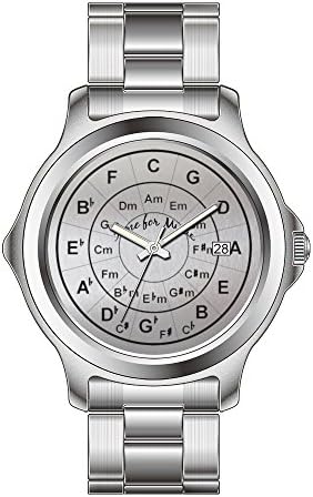 FYD Elec Girl's Watch Fashion Stainless Steel Band Watch Circle Of Fifths Time For Music Black Silver WristWatch