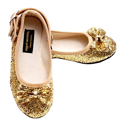 Puppet Workshop Toddler Little Girls Gold Glitter Bow Shoes Girl 7-2