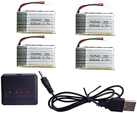 HB HOMEBOAT® Syma X5 X5C X5C-1 X5SC X5SW Parts 3.7V 600mAh 20C Lipo Battery(4PCS) with 4 In 1 X4 Battery Charger