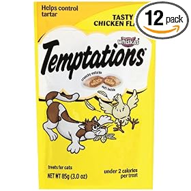 Whiskas Temptations Tasty Chicken Flavour Treats for Cats, 3-Ounce Pouches (Pack of 12)