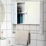 Badezimmerschrank Hängeschrank Holz Weiß Badschrank Badhängeschrank Handtuchhalter