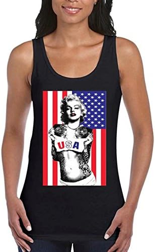 Marilyn Monroe USA Flag Pattern Women Tank Top Marilyn Monroe Tank Tops Black Small