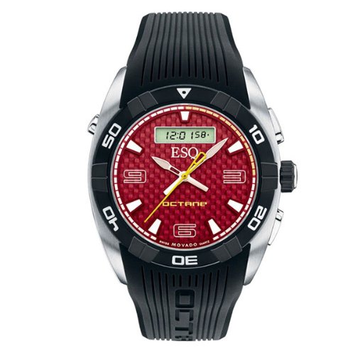 MOVADO Watch:ESQ by Movado Men's 07301377 Octane Black Rubber Strap Red Carbon Fiber Dial Watch Images