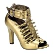 4 Inch Sexy High Heel Shoes Open Toe Strappy Shoes Ankle Cuff Steampunk Hardware Bronze Metallic Shoes