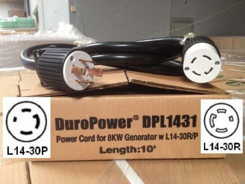 Generator Power Cord - L14-30 Extension Cord DP1431 - 10 Foot, 30 Amps, 125/250V