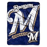 MLB Milwaukee Brewers 46-Inch by 60-Inch Micro Raschel Plush Blanket "Trip Play" Design