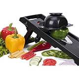 Professional 5 Blade Mandoline V Slicer by Ubesto | Premium Stainless Steel V Blade for Super Sharpness | Includes 2 BONUS Silicone Chopping Mats & Detailed Instructions (BLACK)