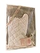 Boxed gift set Apron and Pot Holder Cafe Creme Dark stripe and oven mitt
