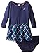Nautica Girls' Combination Dress with Printed Plaid Chiffon Skirt