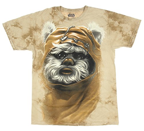 Star Wars Ewok Wicket Dye Wash Men's T-Shirt (Sand, Medium)