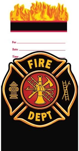 Firefighter Party Supplies for 16 Guests This Ultimate Party Pack Includes Table Cover, Cups, Napkins, Plates, Treat Bags, Invitations, Dizzy Danglers, Curling Ribbon, Streamer, and Balloons - This Bundle Includes 114 Pieces!