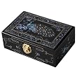 Handmade Blue Mother Of Pearl & Black Lacquer Jewelry Box With Mirror - Phoenix & Flower Design