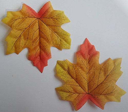 Wholesale Fall Silk Leaves Wedding Favor Autumn Maple Leaf Decorations 100-1000 Color:Yellow/orange 100-1000:500