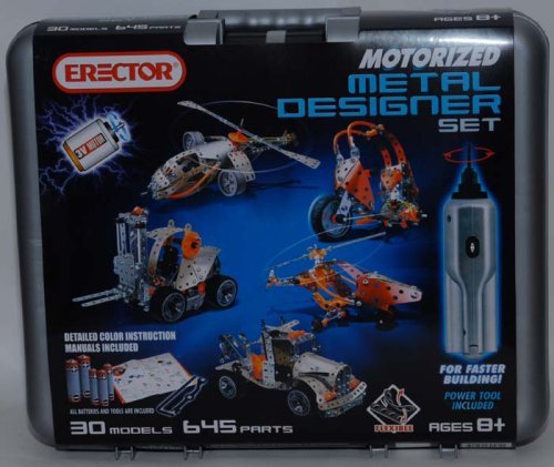 Erector Motorized Metal Designer Set - 30 Models, 645 Parts