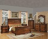 Rich Walnut Finish Wood Queen Size Bed Bedroom Set
