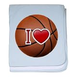 Baby Blanket Sky Blue I Love Basketball