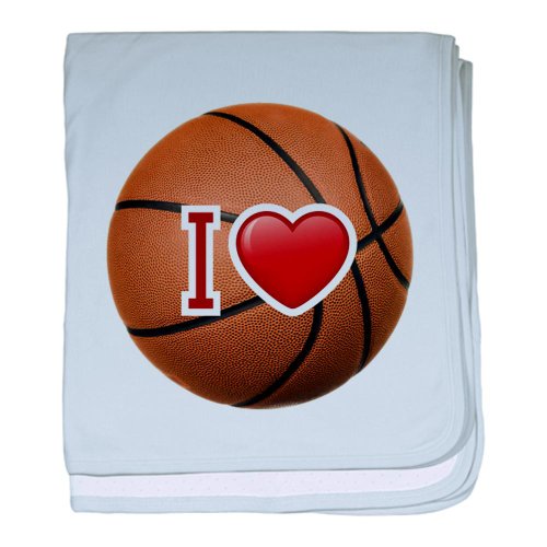 Baby Blanket Sky Blue I Love Basketball