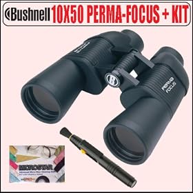 Bushnell 10x50 Perma-Focus Wide Binoculars 175010 Plus Accessory Package