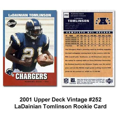 Upper Deck San Diego Chargers Ladainian Tomlinson 2001 Vintage Rookie Card