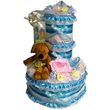 赤ちゃん用ぬいぐるみ・人形 おむつケーキ【3段】おしゃぶり付き犬ぬいぐるみ 出産祝い男の子用オムツケーキ