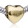 Golden Heart European Bead Fits Pandora Bead Charm Bracelets