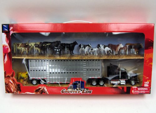 Country Life - Kenworth Livestock Tractor Trailer with 10 Head of Cattle - 1:43 scale