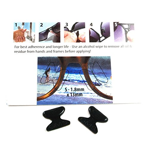 1 Pair Black - 1.8mm x 13mm Non-Slip Nose Pads for EyeGlasses by GMS Optical - Premium Grade Silicone