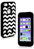 myLife (TM) Classic Black Zig Zag Style 3 Layer (Hybrid Flex Gel) Grip Case for New Apple iPhone 5C Touch Phone (External 2 Piece Full Body Defender Armor Rubberized Shell + Internal Gel Fit Silicone Flex Protector + Lifetime Waranty + Sealed Inside myLife Authorized Packaging Only) 