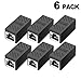 RJ45 Coupler, in Line Coupler Cat7/Cat6/Cat5e Ethernet Cable Extender Adapter Female to Female (6 Pack Black)