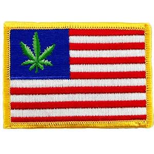 United States of Weed Embroidered Patch Marijuana Pot Leaf American Flag Novelty Iron-On Emblem