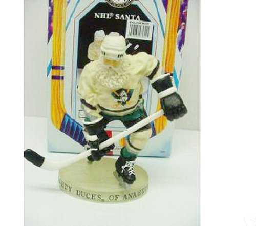 ANAHEIM DUCKS NHL Santa Figurine/Santa Hockey Player with Hockey Stick Made by Flambro