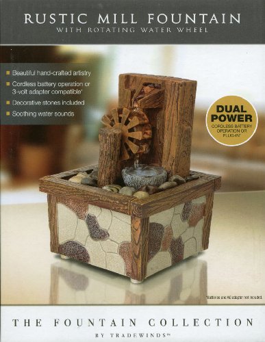 Rustic Mill Fountain with Water Wheel - by Tradewinds