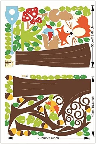 In The Jungle Wildlife Animal Stickers 3D Diy Vinyl Wall Art Decals Kids Bedroom Zoo Tree Decor With Squirrel Fox